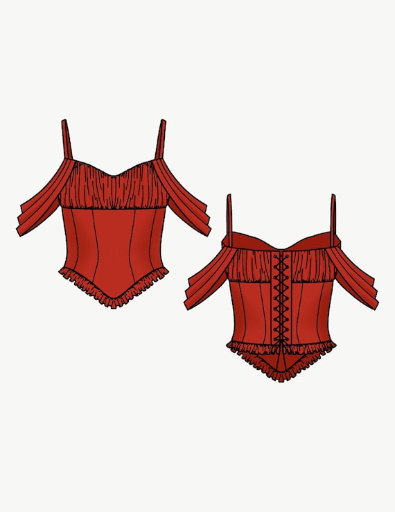 Gathered Bust Corset PDF Sewing Pattern // US Size 00-14