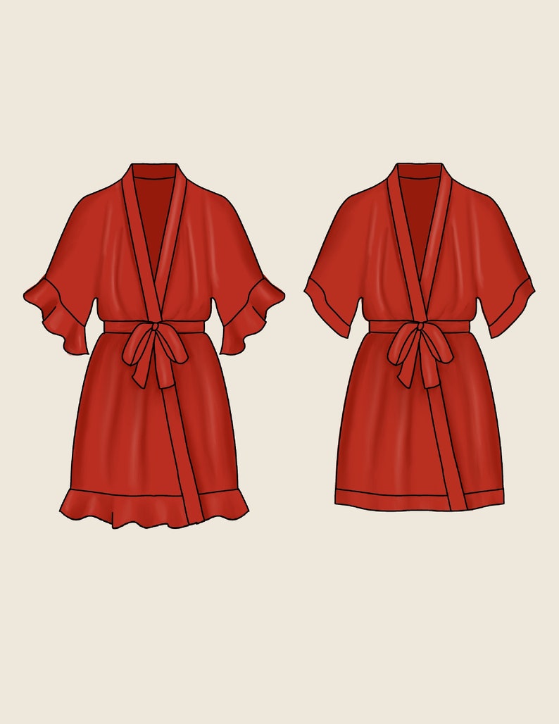 Robe Digital PDF Sewing Pattern 2 Styles: Plain and Flounce // Size XS-XL // Instant Download with 4 Printable Sizes image 7