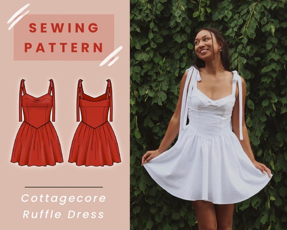 Cottagecore Ruffle Mini Dress Digital PDF Sewing Pattern // US - Etsy