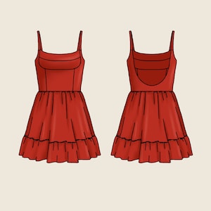 Fit and Flare Low Back Mini Dress Digital PDF Sewing Pattern // US Size ...