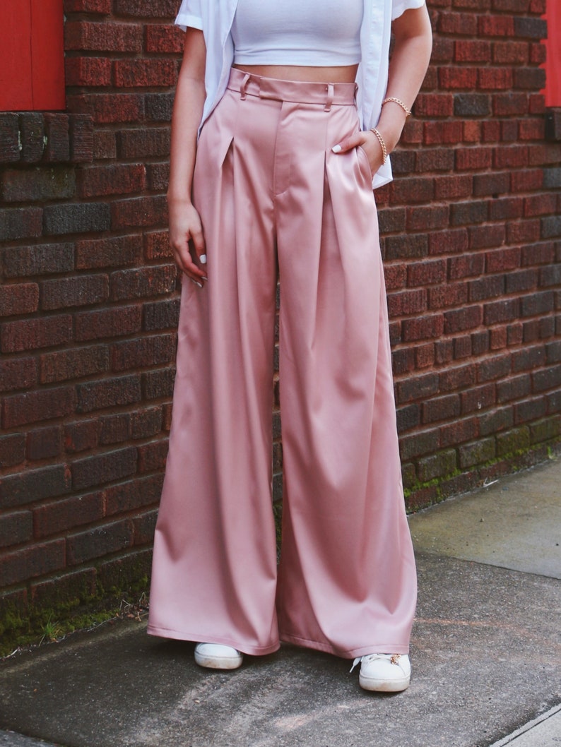Wide Leg Pleated Pants Ultra High Waisted Digital PDF Sewing Pattern // US Size 00-14 // Instant Download with 4 Printable Sizes image 6