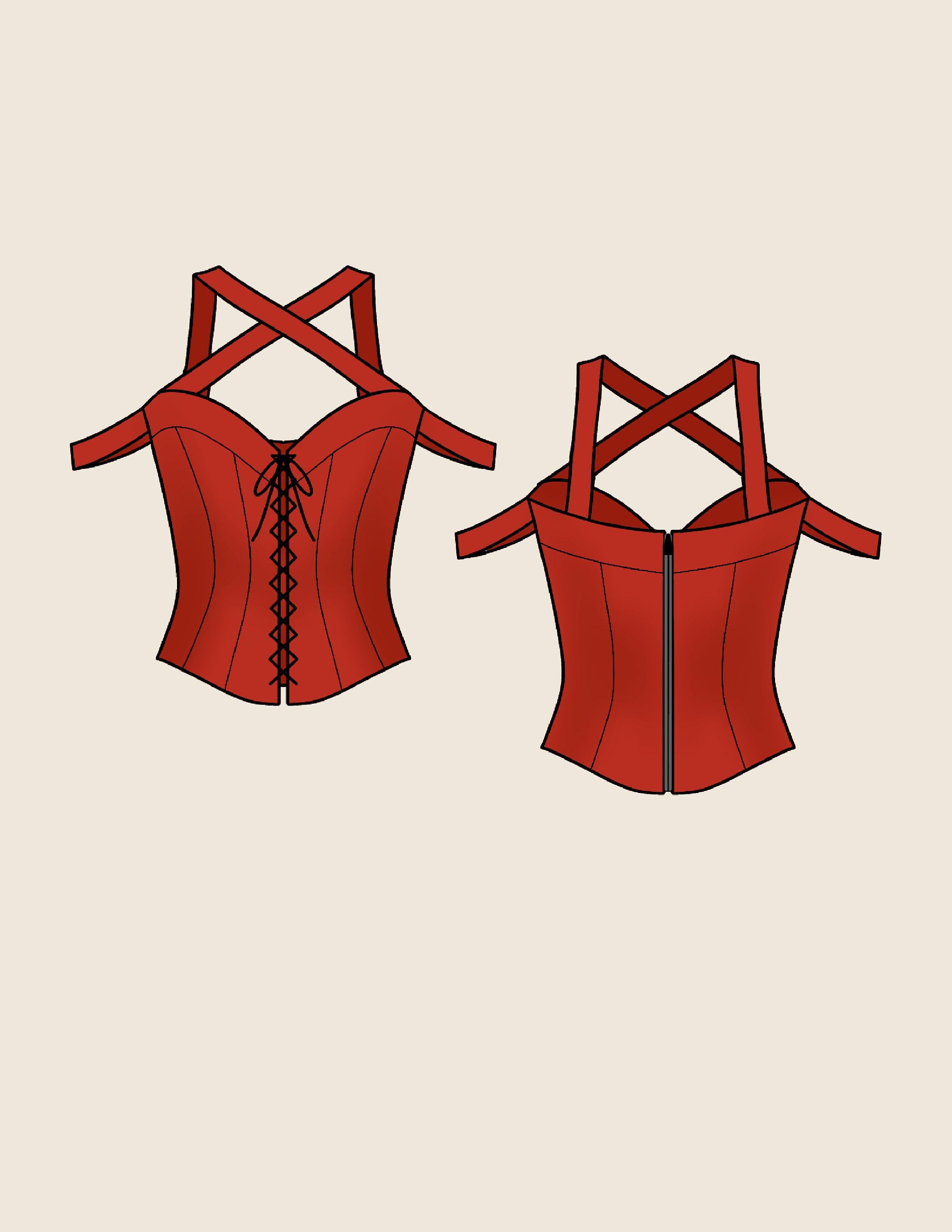 Criss-cross Corset Digital PDF Sewing Pattern // US Size 00-14 // Instant  Download With 4 Printable Sizes 
