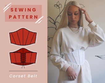 Corset Belt Digital PDF Sewing Pattern // US Size 0-14 (XS-L) // Instant Download with 2 Printable Sizes