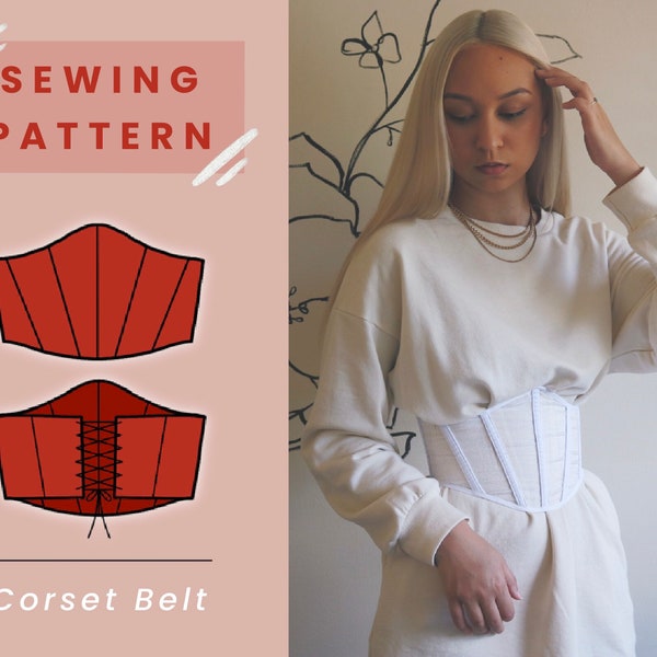 Corset Belt Digital PDF Sewing Pattern // Taille US 0-14 (XS-L) // Téléchargement instantané avec 2 tailles imprimables