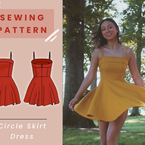 Circle Skirt Summer Dress Digital PDF Sewing Pattern // US Size 00-14 // Instant Download with 4 Printable Sizes