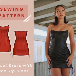 Corset Dress with Lace-Up Sides Digital PDF Sewing Pattern // US Size 00-14 // Instant Download with 4 Printable Sizes
