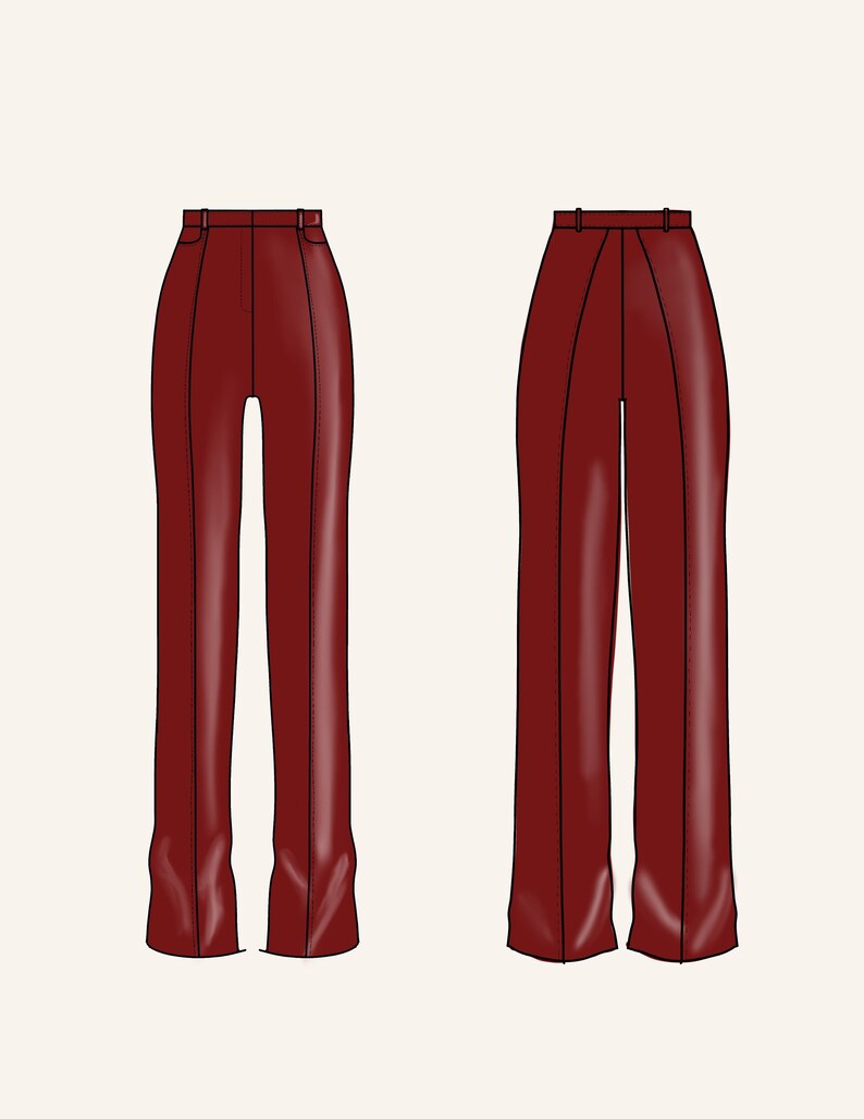 Leather Pants Digital PDF Sewing Pattern // US Size 00-14 // Instant Download with 4 Printable Sizes // With AND Without Pockets image 7