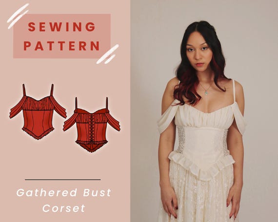 Gathered Bust Corset PDF Sewing Pattern // US Size 00-14 // Instant Download with 4 Printable Sizes