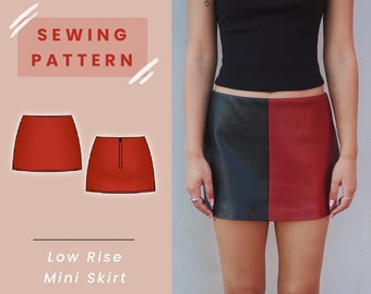 Low Rise Mini Skirt Digital PDF Sewing Pattern // US Size 00-14 // Instant Download with 4 Printable Sizes