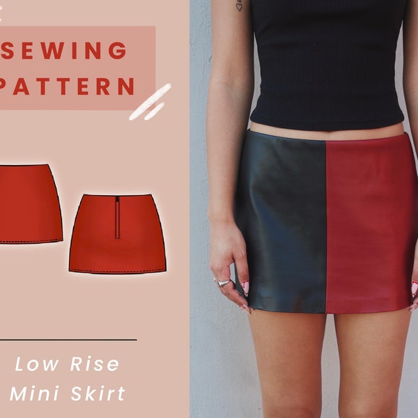 Low Rise Mini Skirt Digital PDF Sewing Pattern // US Size 00-14 // Instant Download with 4 Printable Sizes