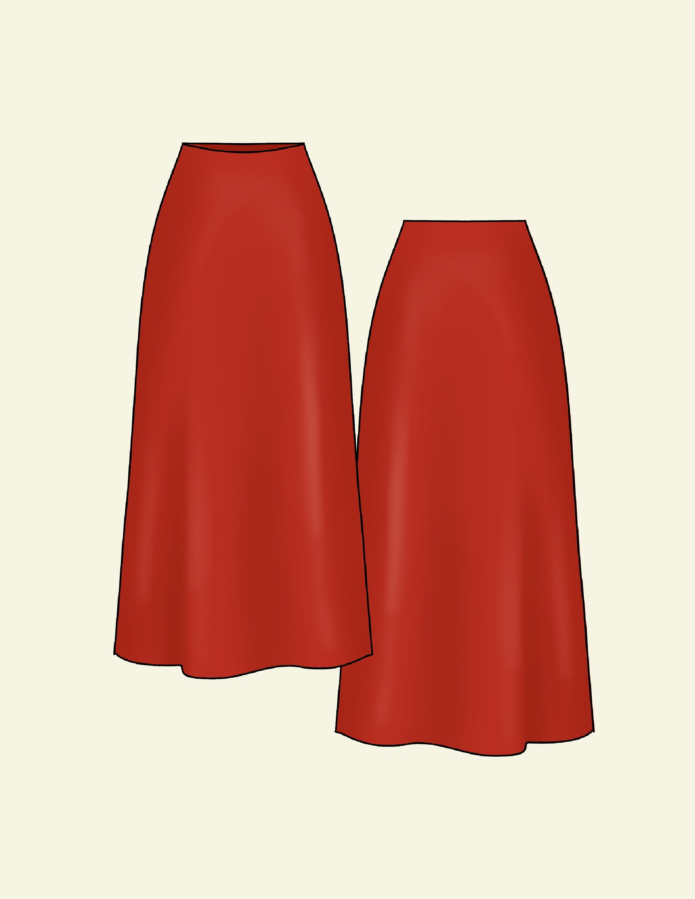 kaustisk Traditionel Mange Bias Cut Midi Skirt Digital PDF Sewing Pattern // US Size - Etsy