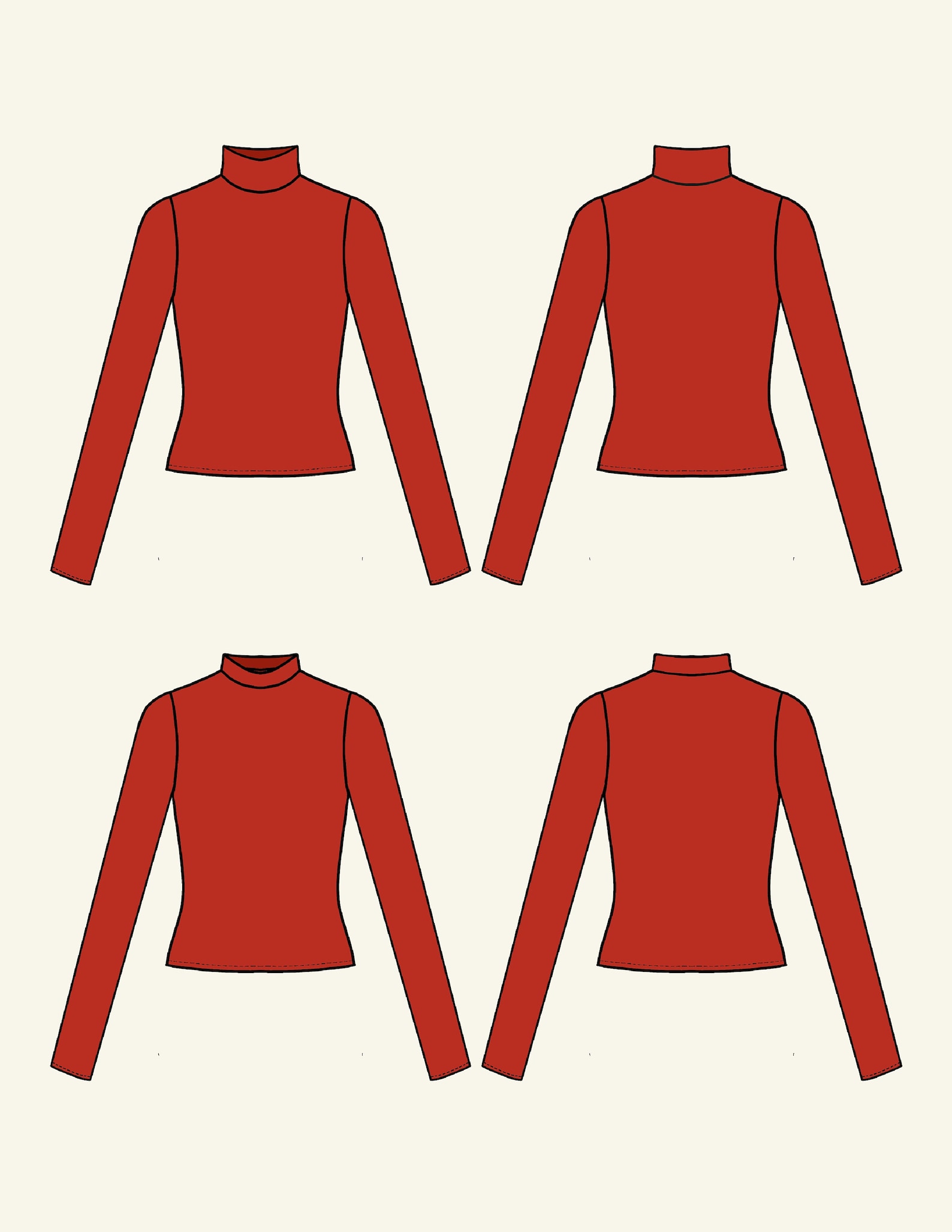 Turtleneck & Mock Neck Top Digital PDF Sewing Pattern // US Etsy