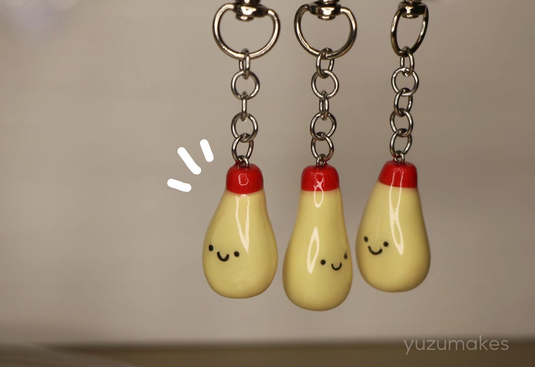 Kyupi Mayo Polymer Clay Keychain Food Stationary Bag, Tote Decoration ...