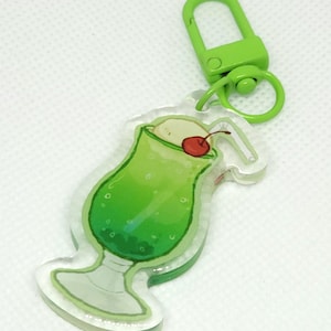 Melon Cream Soda Acrylic Keychain: Sweets, Drink - Water Resistant Accessory