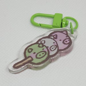Piggy Dango Acrylic Keychain: Original Drawing - Accessory for Bag, Lanyard, Tote