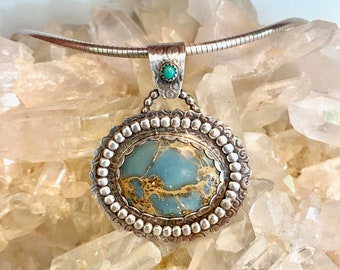 Variscite Sterling Silver with Turquoise Pendant