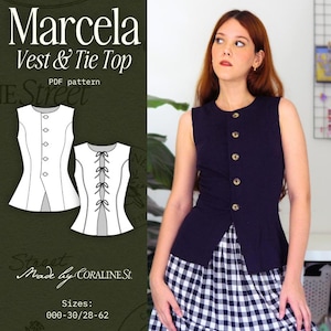 Marcela Vest & Tie-Front Top Sewing Pattern: Princess Seams (Digital Pattern)