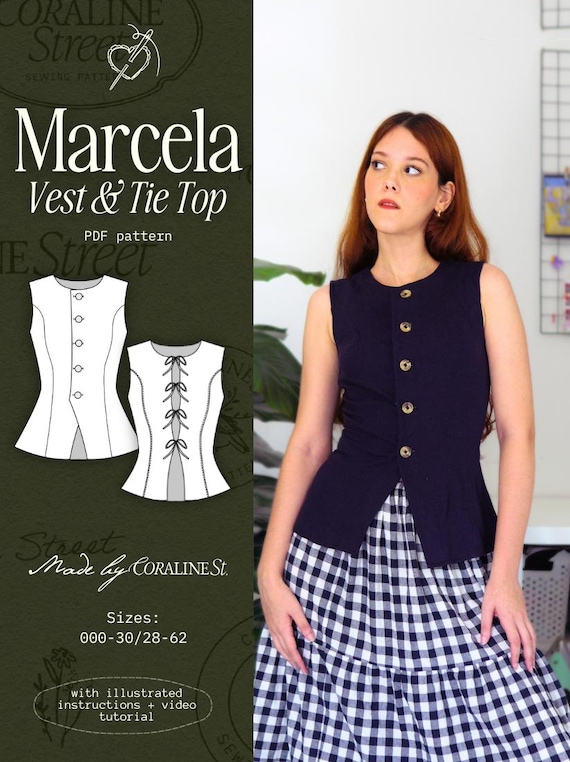 Marcela Vest & Tie-Front Top Sewing Pattern: Princess Seams (Digital Pattern)