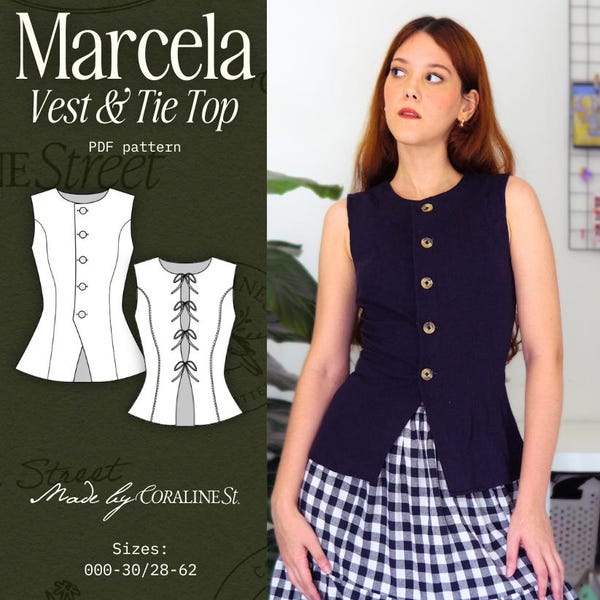Marcela Vest & Tie-Front Top Sewing Pattern: Princess Seams (Digital Pattern)