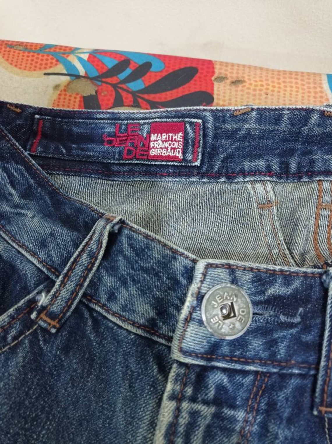 90s Marithe francois girbaud paint faded denim jeans W 32 L 34 | Etsy