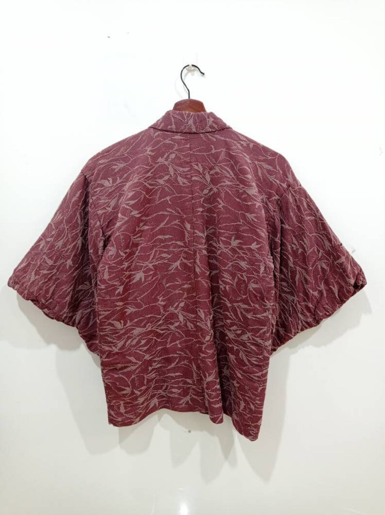 Vintage kimono noragi haori Hanten Jinbei Japanese traditional cardigan jacket size S M *two pinholes at right sleeve