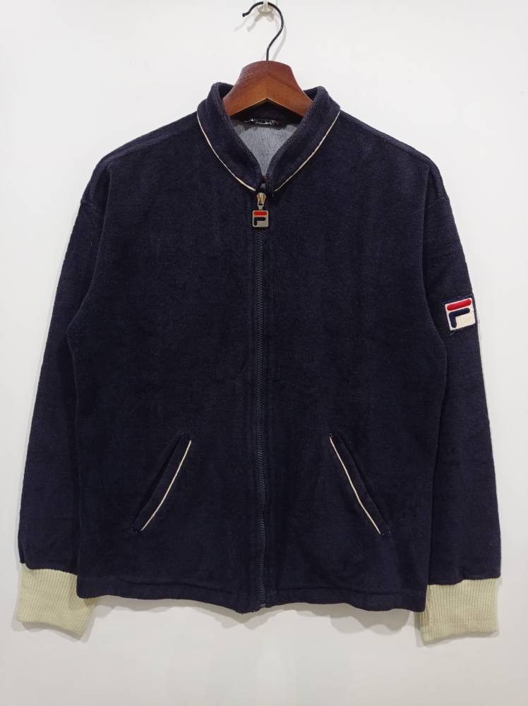 Vintage 80s Fila velvet indigo track top trainers jacket size | Etsy