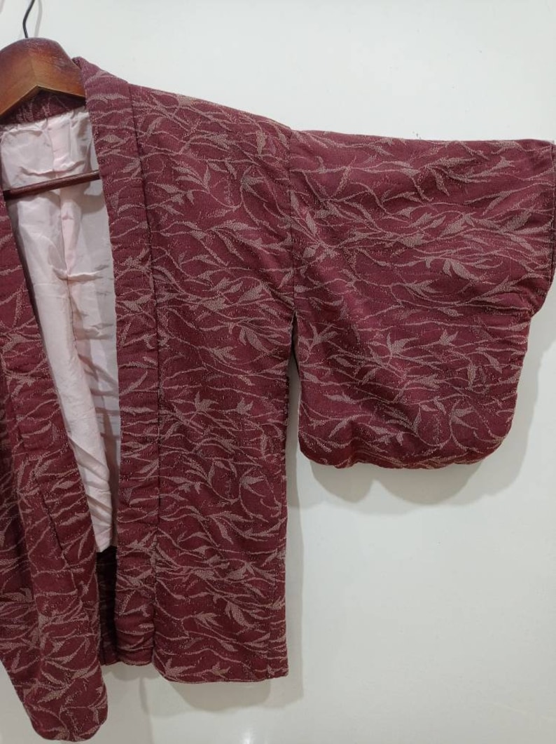 Vintage kimono noragi haori Hanten Jinbei Japanese traditional cardigan jacket size S M *two pinholes at right sleeve