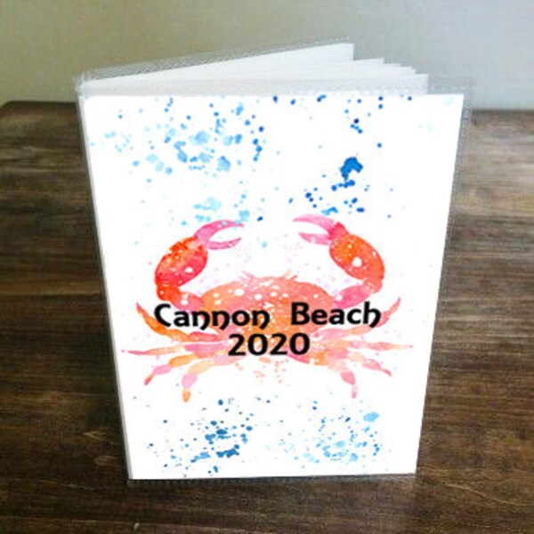 Beach Vacation Photo Album, Memory Book, Watercolor Crab, Holds 24 Pictures, 4x6 vinyl photo album family pictures, Memories Ocean Scrapbook