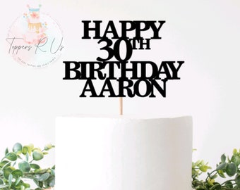 Personalised 30th Birthday Cake Topper, Custom Name 30th Birthday Cake Topper, 30th Birthday Cake Topper, Age 30 Birthday Cake Topper- TRU00
