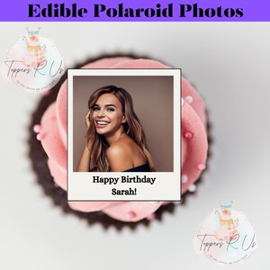 Personalized Edible Polaroid Cupcake Toppers - Set of 12