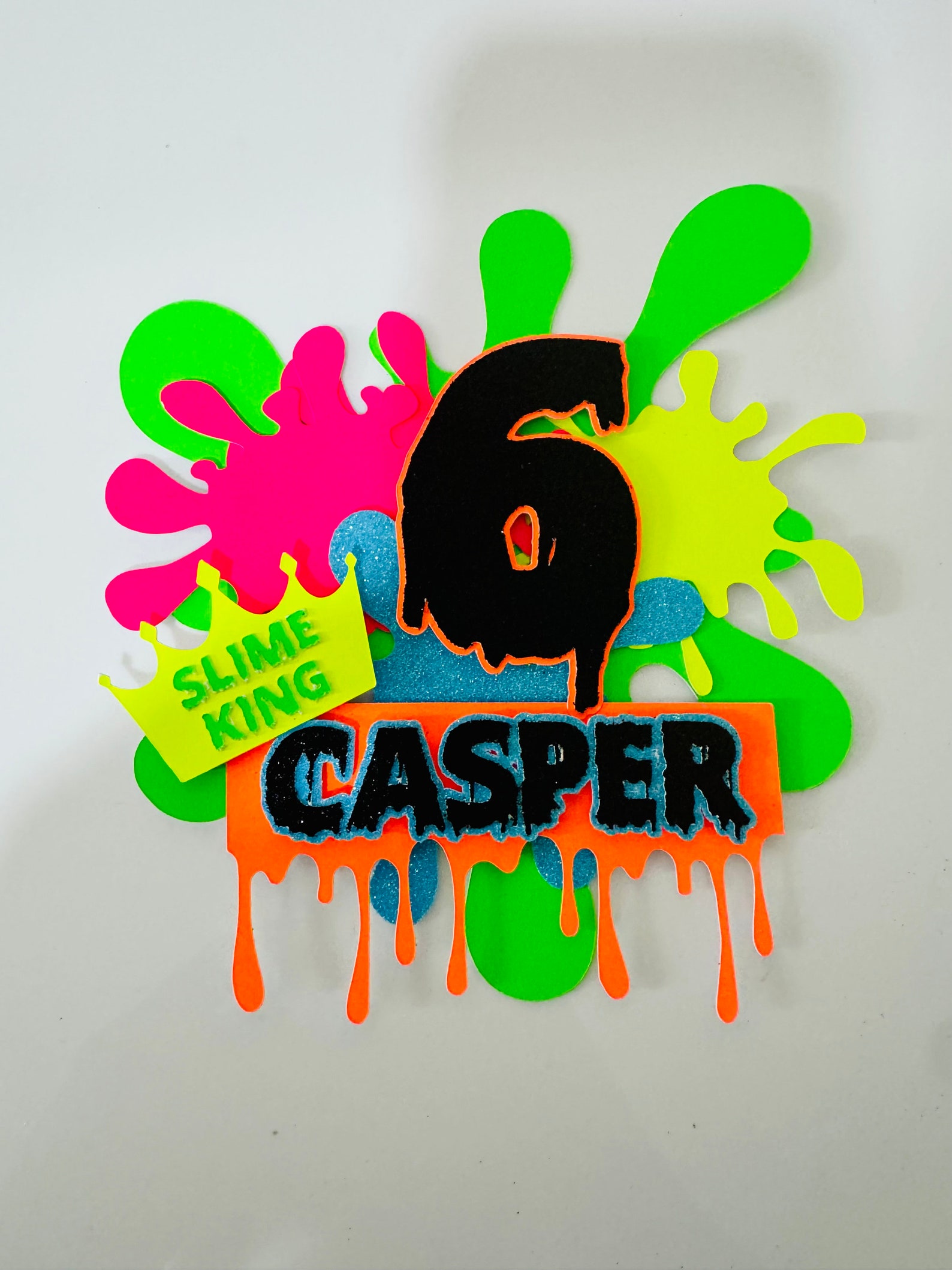 Topper Slime Slime Queen/king Cake Topper, Neon Slime Cake Topper, Glitter Slime ...