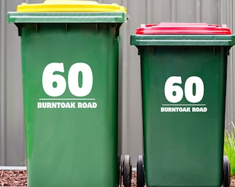 X4 WHEELIE BIN NUMBERS CAT CUSTOM HOUSE ROAD ST NAME Stickers