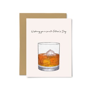 Wishing You a Smooth Father's Day - Happy Father's Day Gift, Dad, Whiskey, Bourbon, On the Rocks, Food Pun, Greeting Card, For Him