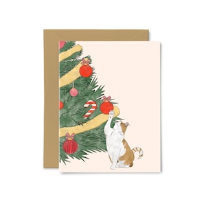 Carte de Noël mignonne - Chat, Drôle, Carte de voeux de vacances, pour lui, pour elle, meilleur ami, soeur, femme, arbre de Noël