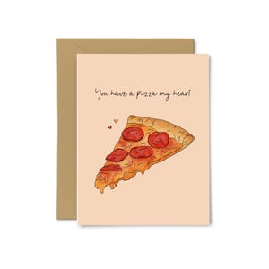 You Have a Pizza My Heart - Anniversaire, Amour, Mignon petit lapin, Carte de voeux, Jeu de mots sur la nourriture, Saint-Valentin, Pour lui, Pour elle, Petit ami, Petite amie