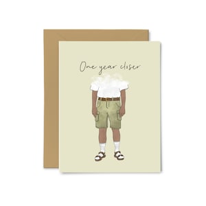 Un an plus proche, Sandales avec chaussettes - Mignon, carte d’anniversaire drôle, papa, petit ami, mari, carte de vœux joyeux anniversaire, pour lui