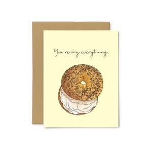 Vous êtes tout pour moi - tout Bagel, jeu de mots, amour, anniversaire, Saint-Valentin, mariage, pour lui, pour elle, jolie carte de voeux, drôle