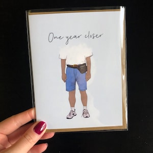 One Year Closer Cute, Funny Birthday Card, Dad, Boyfriend, Husband, Happy Birthday Greeting Card, For Him Dark