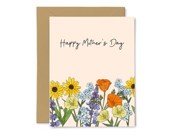 Happy Mother's Day - Cute, Sweet Greeting Card, Mom, Mother, For Her, Spring Wild Flowers