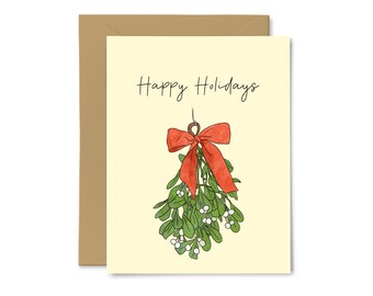 Happy Holidays - Cute Christmas Card, New Year, Mistletoe, For Him, For Her, Boyfriend, Girlfriend, Wife, Husband, Seasons Greetings, Gift