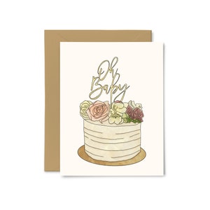 Oh Baby - Nouvelle carte de bébé, Carte de grossesse, Félicitations, Belle, Mignon, Adoption, Gâteau de douche de bébé, Carte de vœux nouveaux parents