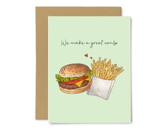We Make a Great Combo - Anniversary, Love, Cute Punny Greeting Card, Food Pun, Valentine's Day, For Him, For Her, Boyfriend, Girlfriend
