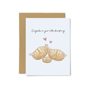 Félicitations pour votre petite boulette - Gyoza, Potstickers, Baby Shower, Grossesse, Carte de vœux mignonne, Jeu de mots, Adoption, Nouveaux parents