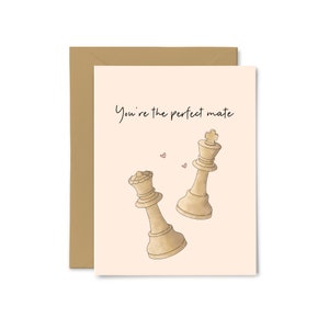 Pièces d'échecs, Roi, Reine, Saint-Valentin, Amour, Anniversaire, Mariage, Pour lui, Pour elle, Carte de voeux, Punny