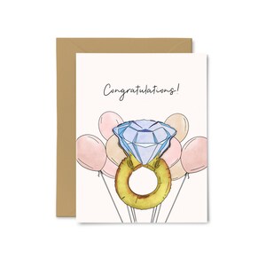 Félicitations - Bague de fiançailles, Amour, Anniversaire, Mariage, Pour elle, Carte de vœux, Mignon, Jolie, Mariée, Cadeau, Ballon