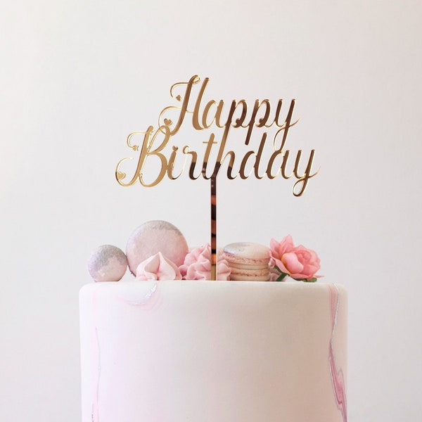 universal birthday cake topper, plexi topper, Birthday Party Decor, Birthday Anniversary, Happy Birthday, mirror topper, gold topper,