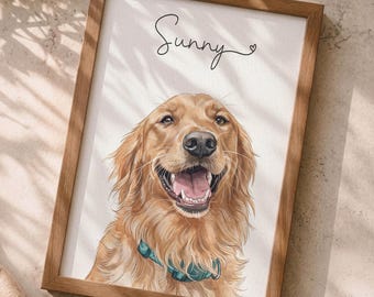 Custom Watercolor Pet Portrait, Custom Dog Portrait from Photo, Personalized Watercolor Dog Art, Pet Memorial Portrait