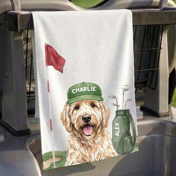 Custom Pet Golf Towel, Custom Dog Golf Towel for Dad, Golf Towel for Father's Day, Personalized Towel