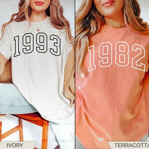 Camiseta personalizada con el año de nacimiento, camiseta de cumpleaños, colores cómodos, regalo de cumpleaños personalizado, camiseta moderna con el año de nacimiento, regalo de cumpleaños, camiseta de cumpleaños personalizada imagen 4