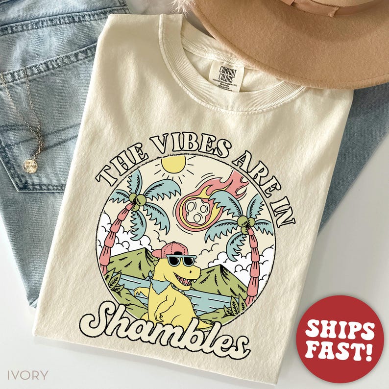 Comfort Colors® Vibes Are In Shambles Meme Shirt, Mental Health Shirt, Funny Meme T-Shirt Ivory